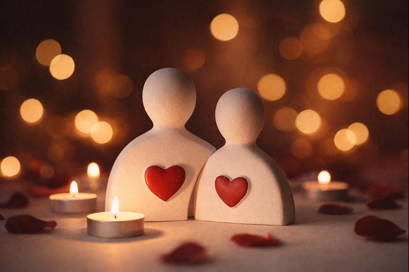 Kırmızı Kalpli Sevgili Figürü – Dekoratif Biblo