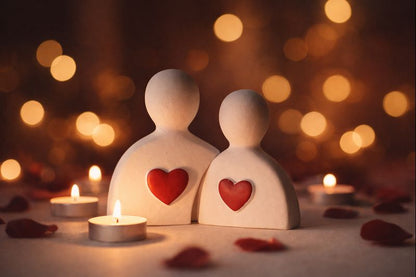 Kırmızı Kalpli Sevgili Figürü – Dekoratif Biblo