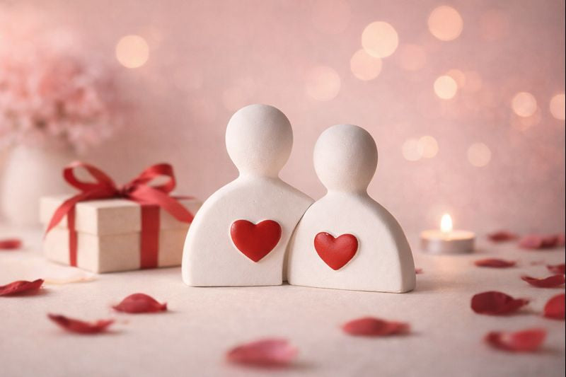 Kırmızı Kalpli Sevgili Figürü – Dekoratif Biblo